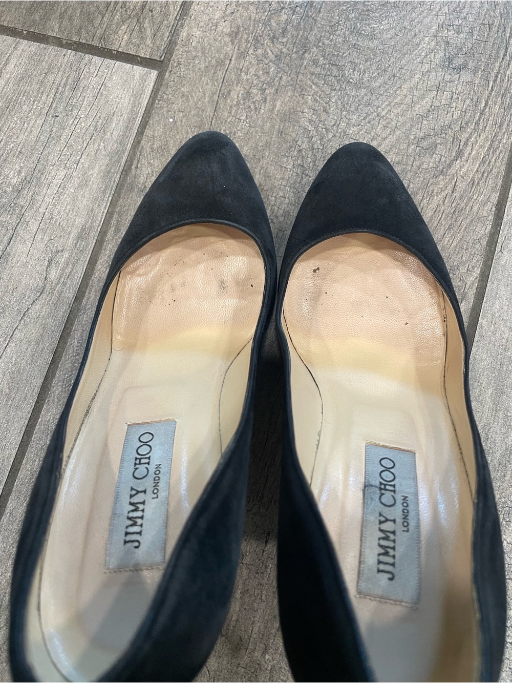 Jimmy Choo Black Suede Pointed-Toe Stiletto Pumps - Picture 3 of 16